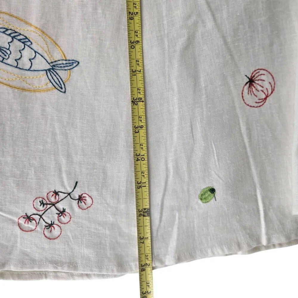 Caroline Constas Embroidered Off White Linen Blend Skirt 4 Maxi Length NEW - Picture 10 of 12